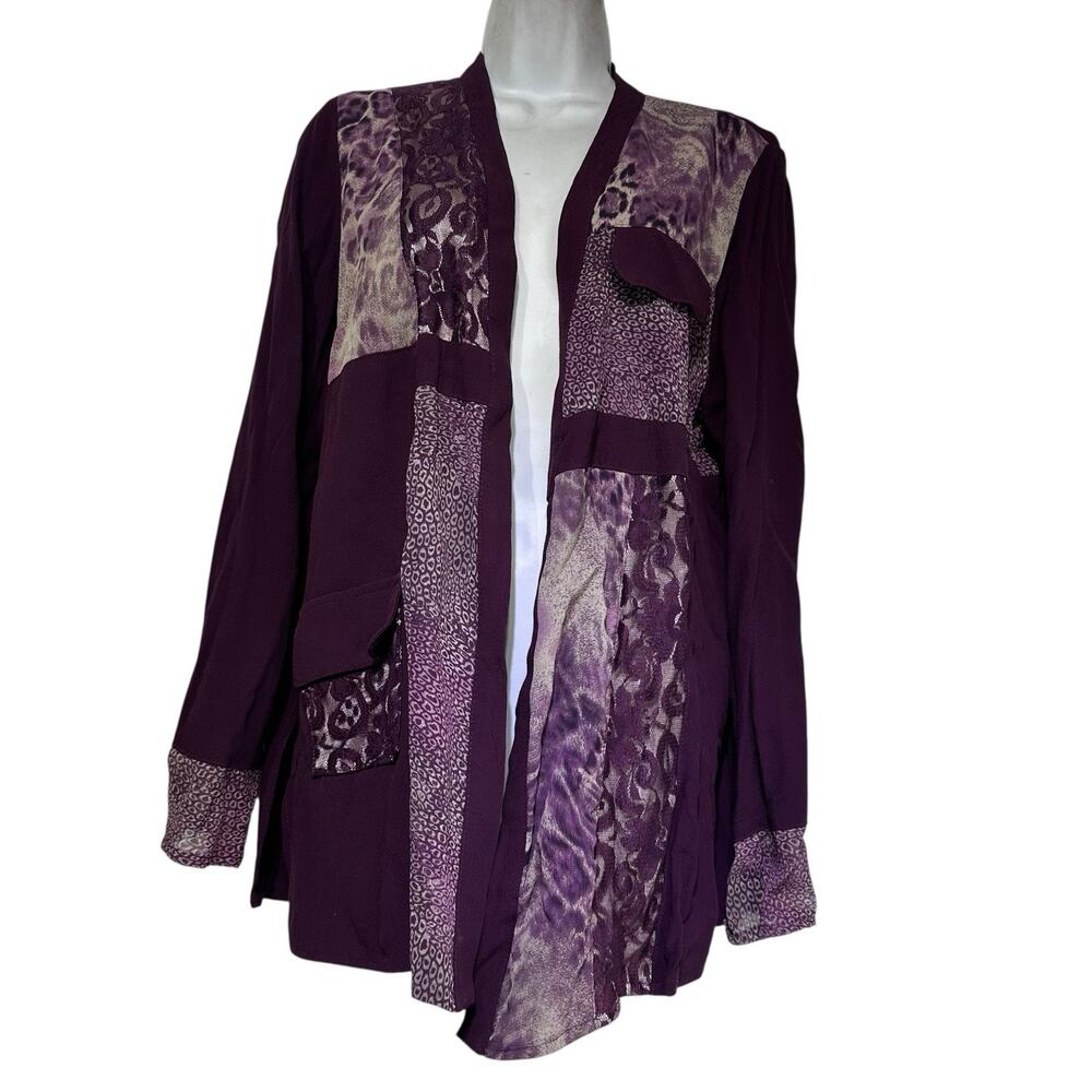 tommy n loulou patchwork open front Long Sleeve Thin cardigan Size M